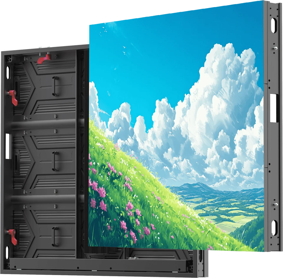 Litestar OFE E Series Light Weight/Slim Fixed Outdoor LED Display Screen With Front/Rear Service Front/Rear Maintenance Front/Rear Access Die-Cast Aluminum Cabinet IP66 High Waterproof For DOOH/Outdoor Advertising/Pole Standing/Wall Mount/Curved Shape Application